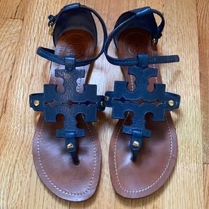 Tory Burch Phoebe Sandals - Navy Size 8